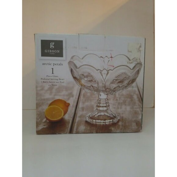 Arctic Petals 1 Piece Glass Pedestal Service Bowl GIBSON HOME - Picture 1 of 1